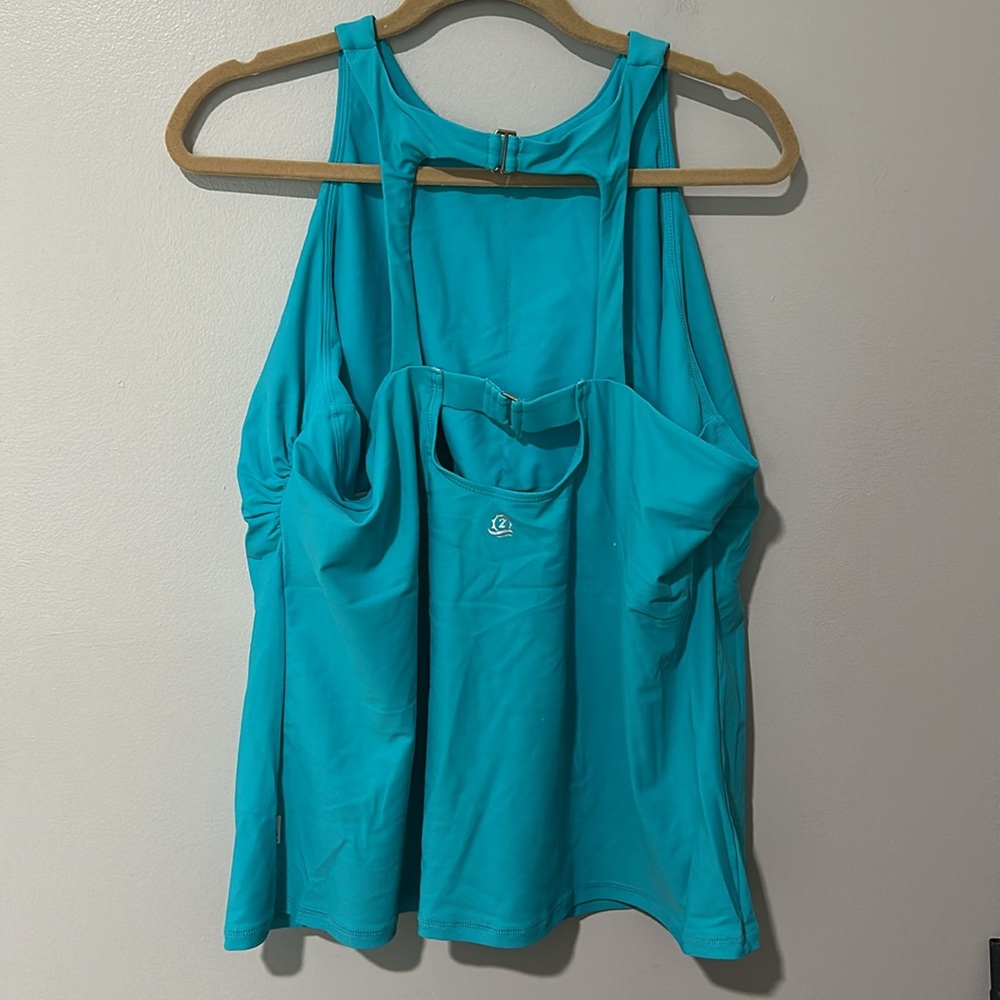 Swim Zip UPF 50+ Women’s High Neck Fitted Tankini Top Scuba Blue Sz 3X - Picture 5 of 7